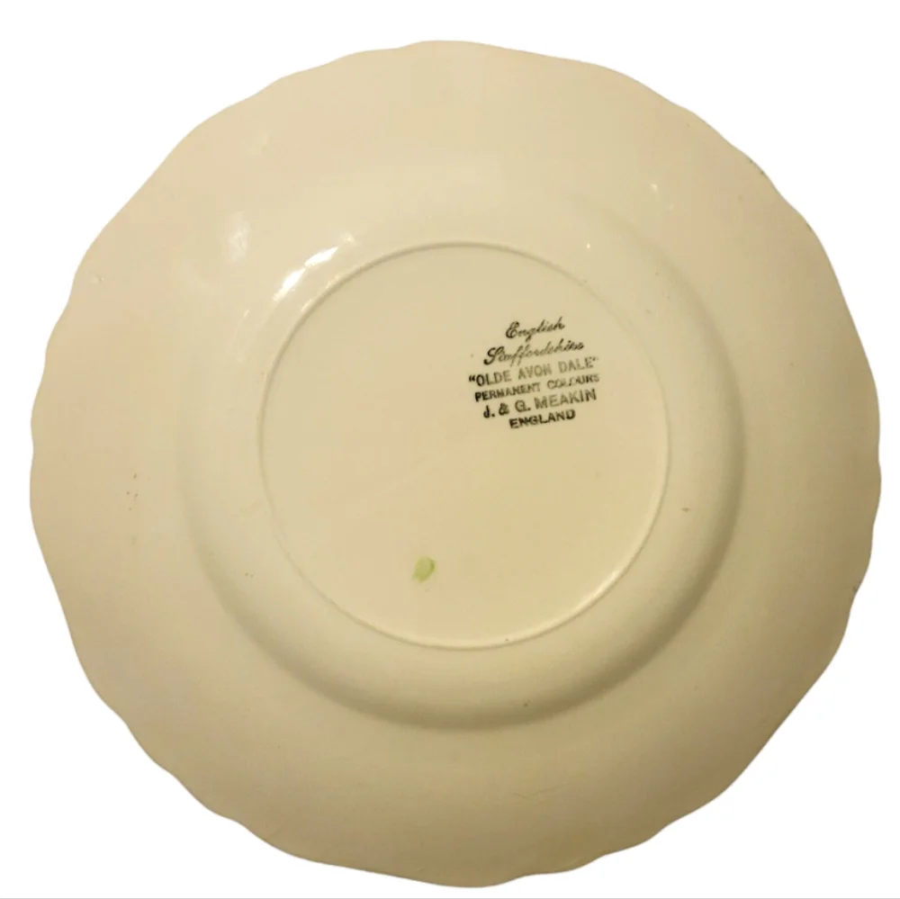 Vtg Plate Olde Avon Dale (Multicolor with Yellow) by Meakin, J & G Mill Town